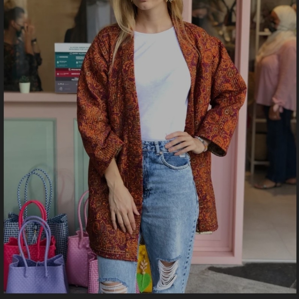 Vintage orange floral blazer - Picture 7 of 7